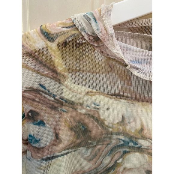 NWT Art Class Girl XL 14-16 Brown Pink Blue Marble Layered Sheer Top Under Tank - Picture 2 of 7